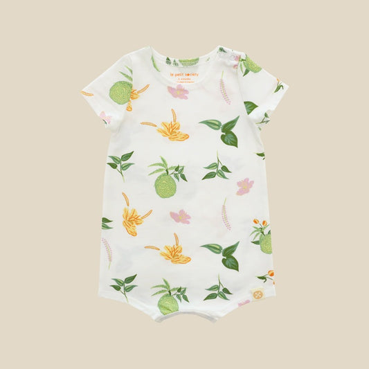 Heritage Series - Baby Romper in Tropical Durian Print by Le Petit Society