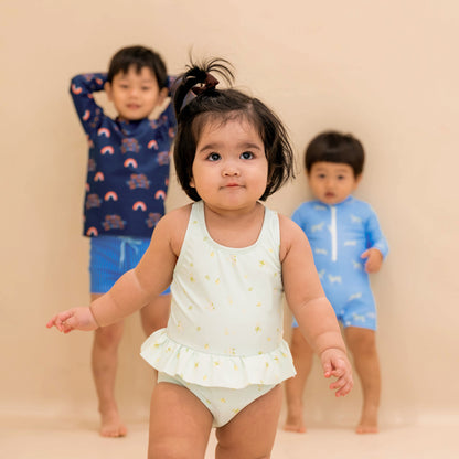 Baby Ruffle Swimsuit in Mint Floral by Le Petit Society — image 6