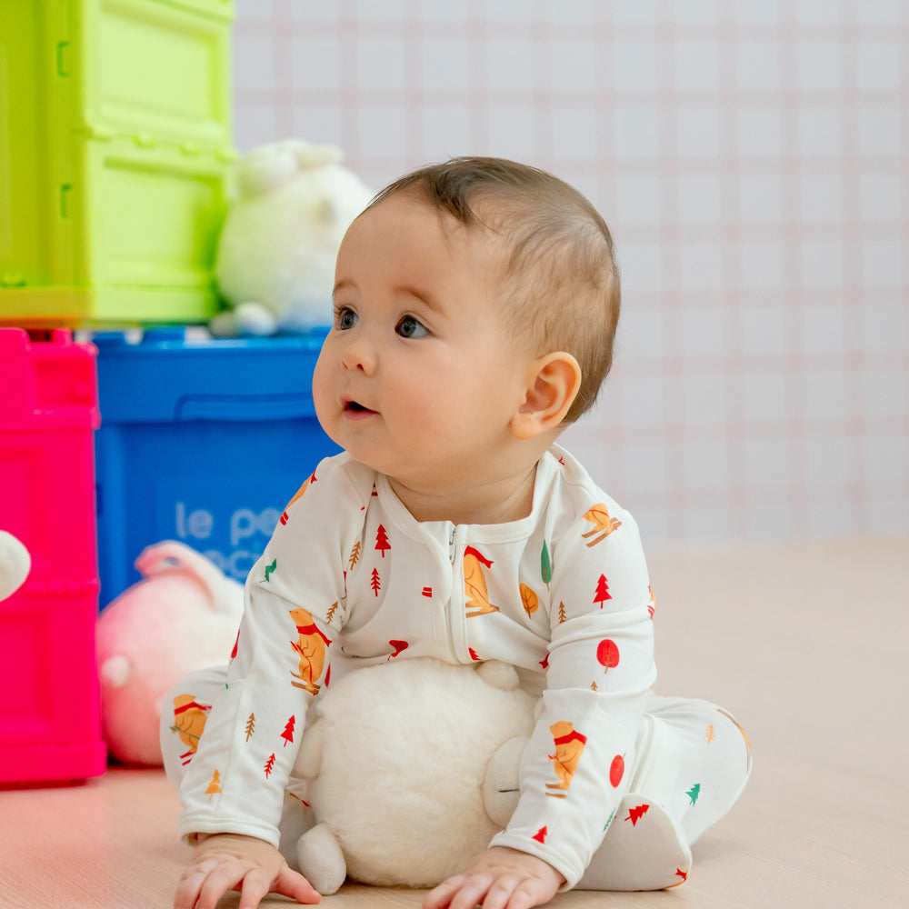Baby Bamboo Sleepsuit in Ski Bear Print by Le Petit Society — image 13