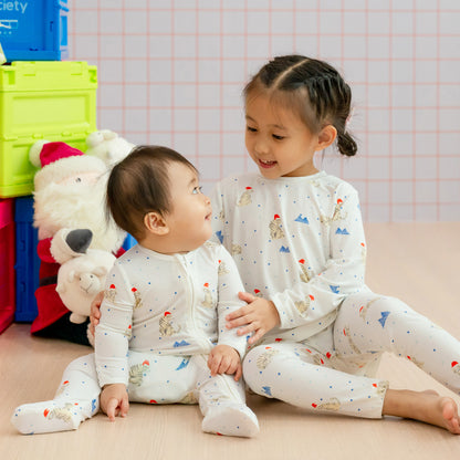 Baby Bamboo Sleepsuit in Snow Tiger Print by Le Petit Society — image 5