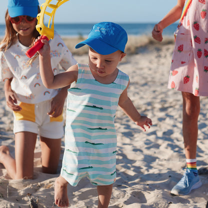 Made For Play - Baby Sleeveless Romper in Crocodile Print by Le Petit Society — image 6