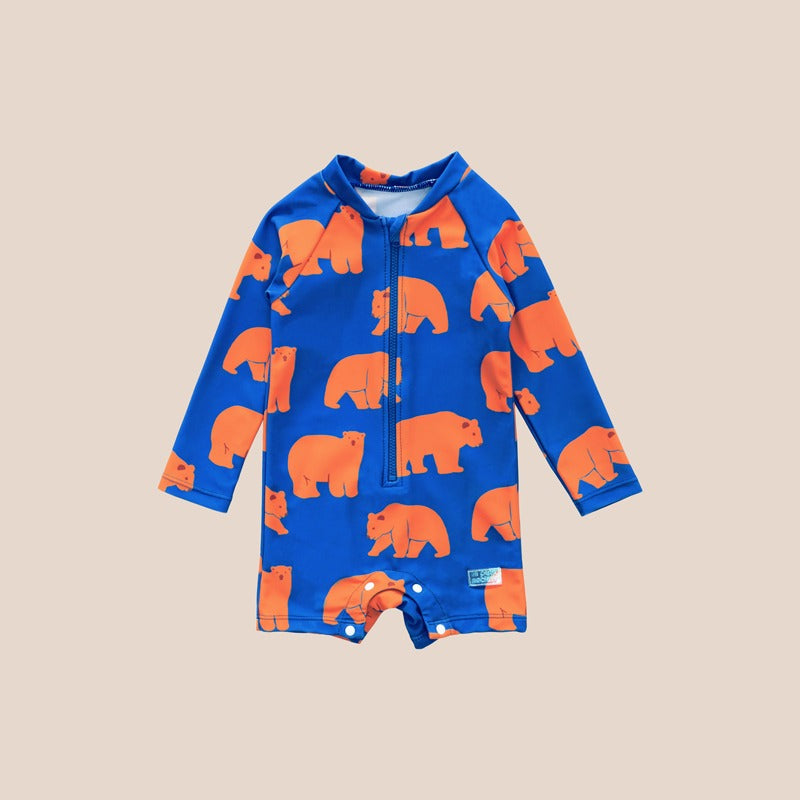 Baby Swimsuit in Bear Print by Le Petit Society