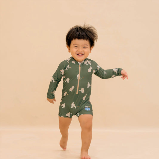 Baby Swimsuit in Leopard Print by Le Petit Society