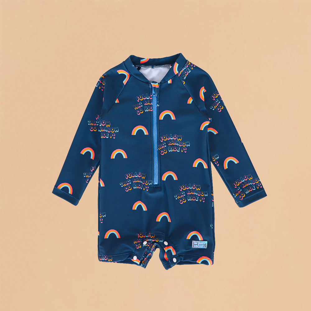 Baby Swimsuit in Rainbow Print by Le Petit Society