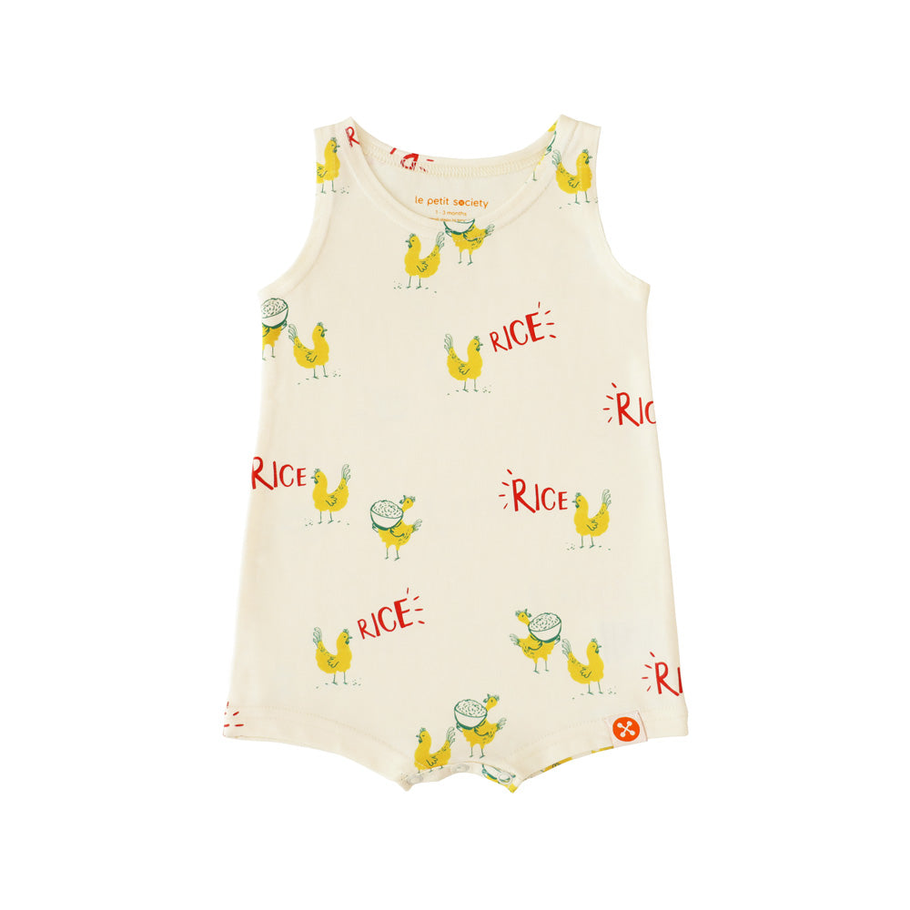 A Singapore Series - Baby Sleeveless Romper in Chicken Rice Print by Le Petit Society — image 5
