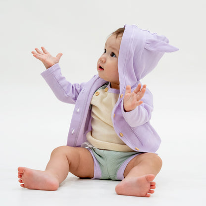 Baby Bunny Cardigan in Lilac Waffle Jersey by Le Petit Society — image 11