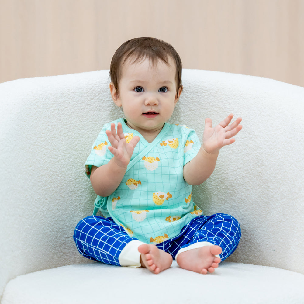 Baby Organic Leggings in Grid Print by Le Petit Society — image 3