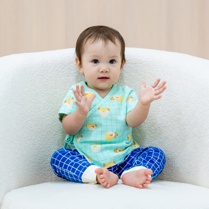 Baby Organic Leggings in Grid Print by Le Petit Society — image 3