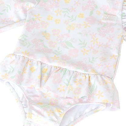 Baby Ruffle Swimsuit in Pastel Floral by Le Petit Society — image 4