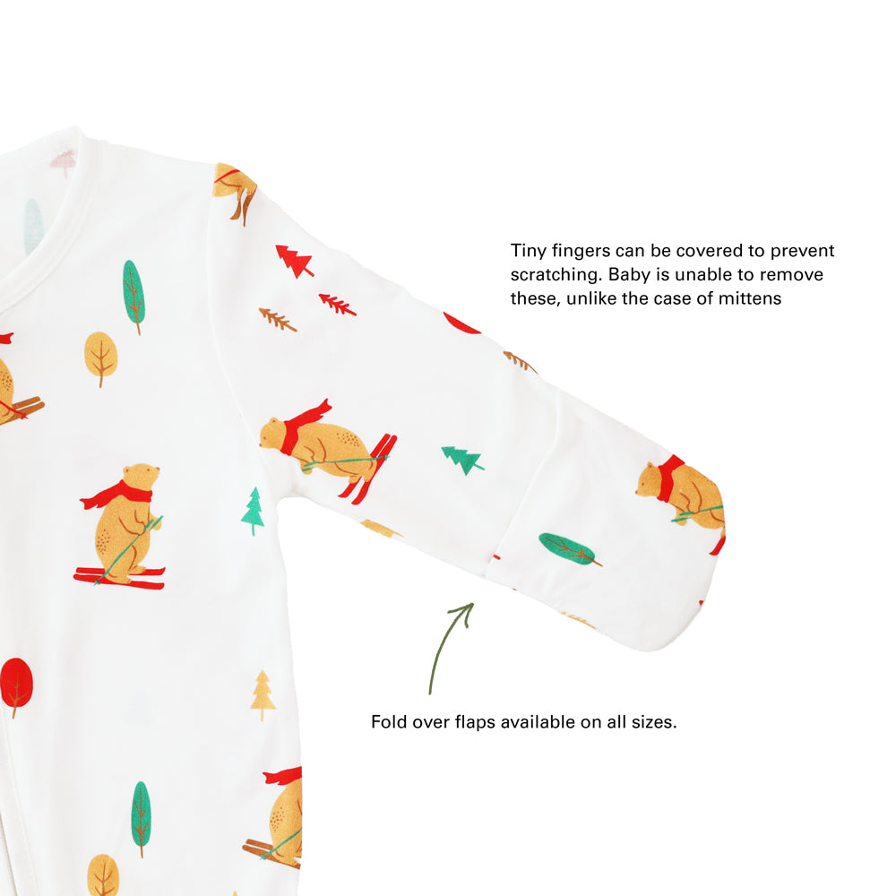 Baby Bamboo Sleepsuit in Ski Bear Print by Le Petit Society — image 8