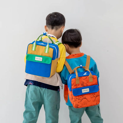 Kids Insulated Backpack in Colour Block - Blue/Green (Personalisable)