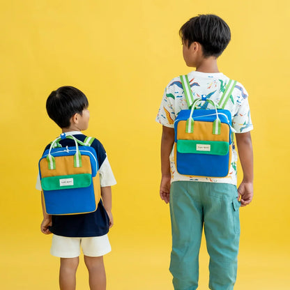 Kids Insulated Backpack in Colour Block - Blue/Green (Personalisable)