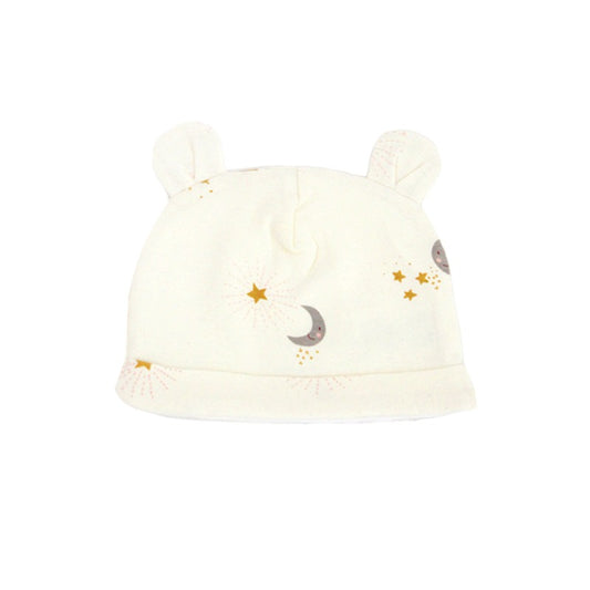 Baby Organic Bear Hat in Moon & Stars Print by Le Petit Society