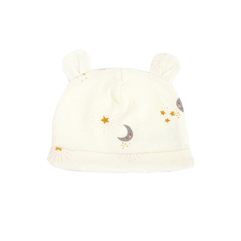 Baby Organic Bear Hat in Moon & Stars Print by Le Petit Society — image 3