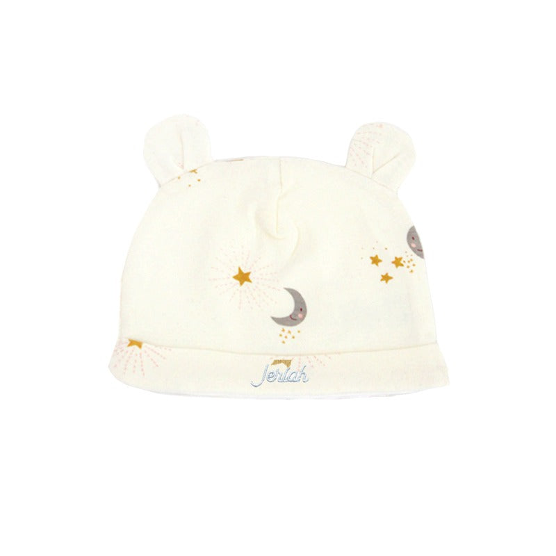 Baby Organic Bear Hat in Moon & Stars Print by Le Petit Society — image 2