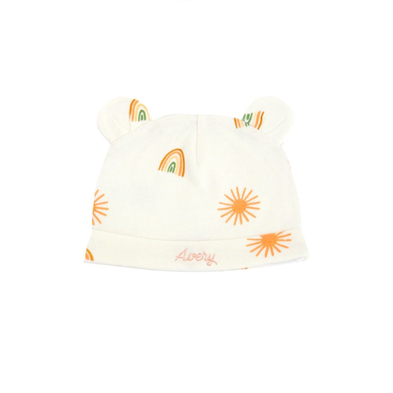 Baby Organic Bear Hat in Sun & Rainbow Print by Le Petit Society — image 2