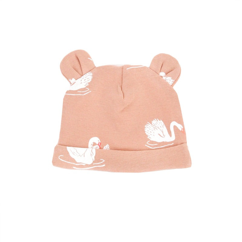 Baby Organic Bear Hat in Swan Print by Le Petit Society — image 5