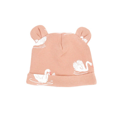 Baby Organic Bear Hat in Swan Print by Le Petit Society — image 5