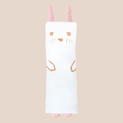 A kids' bamboo pillow with a pink bunny design in large by Le Petit Society.