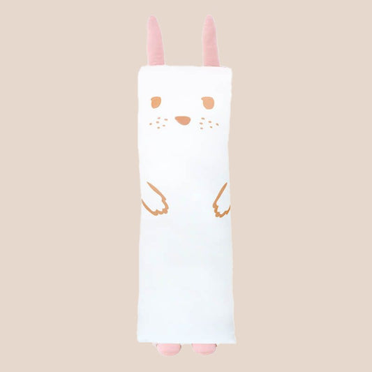A kids' bamboo pillow with a pink bunny design in large by Le Petit Society.