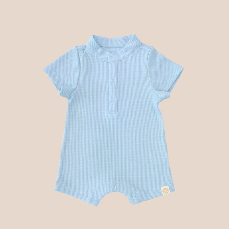 Baby Boy Rib Knit Romper in Blue by Le Petit Society — image 5