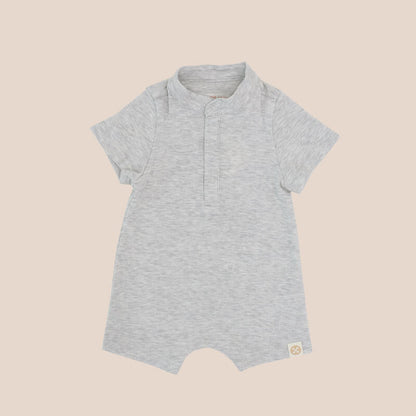 Baby Boy Rib Knit Romper in Grey by Le Petit Society — image 5