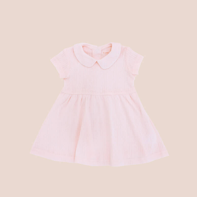 Baby Girl Dress in Pink Pointelle Cotton by Le Petit Society — image 9