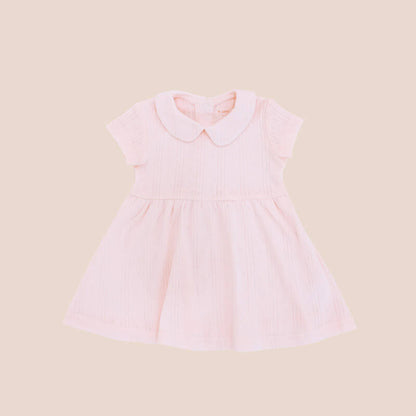 Baby Girl Dress in Pink Pointelle Cotton by Le Petit Society — image 10