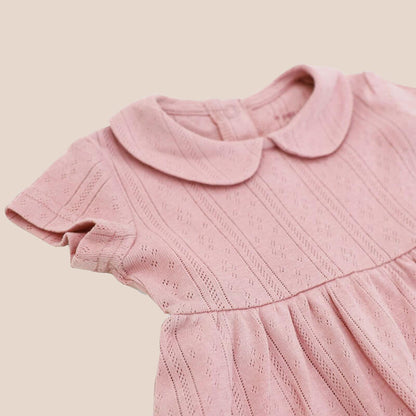Baby Girl Dress in Plum Pointelle Cotton by Le Petit Society — image 9