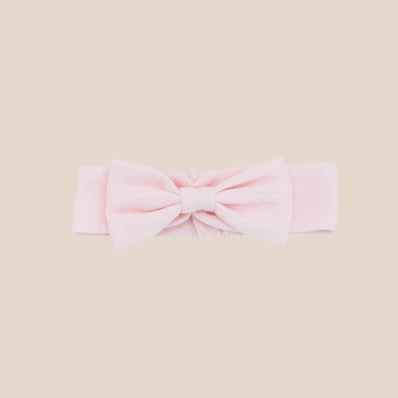 Baby Headband in Pink Pointelle Cotton by Le Petit Society