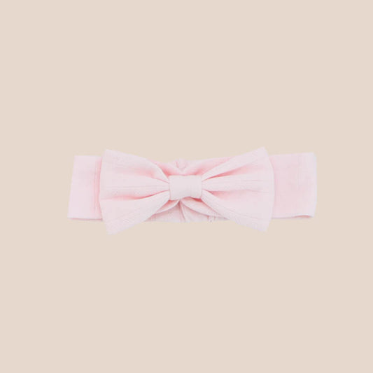 Baby Headband in Pink Pointelle Cotton by Le Petit Society