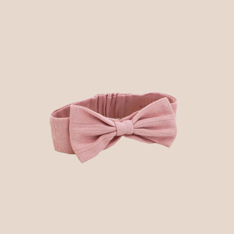 Baby Headband in Plum Pointelle Cotton by Le Petit Society — image 3