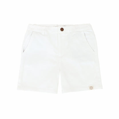 Bermuda Shorts with Adjustable Waistband in White by Le Petit Society