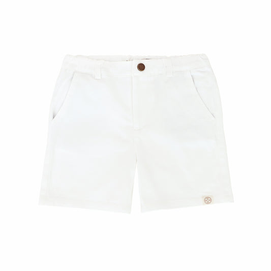 Bermuda Shorts with Adjustable Waistband in White by Le Petit Society