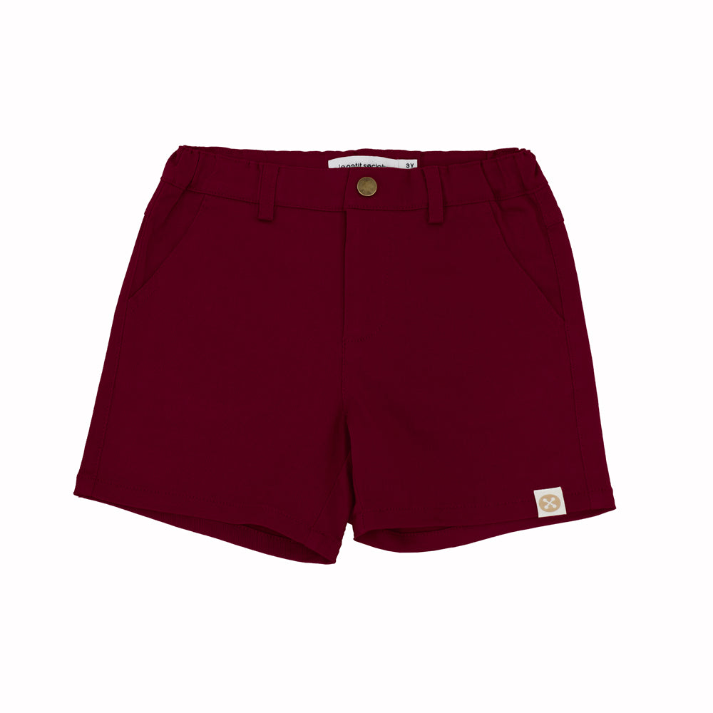 Bermuda Shorts with Adjustable Waistband in Scarlet Red by Le Petit Society — image 6