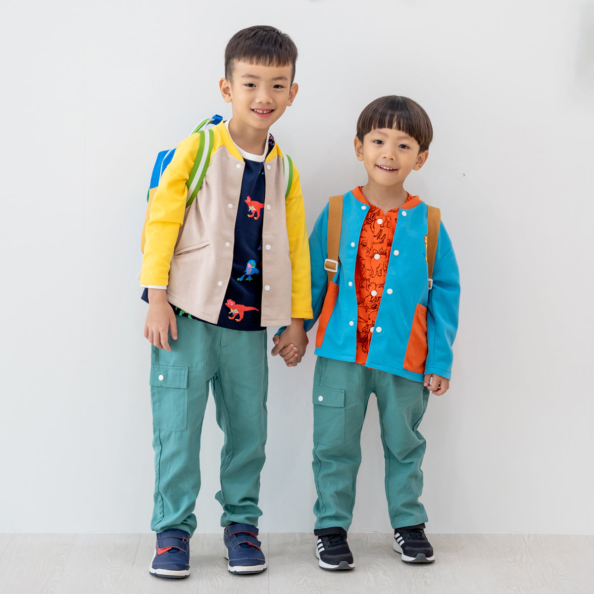 Made for Play - Biker Cardigan with Colourblock in Beige by Le Petit Society — image 3