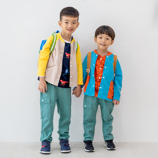 Made for Play - Biker Cardigan with Colourblock in Blue by Le Petit Society
