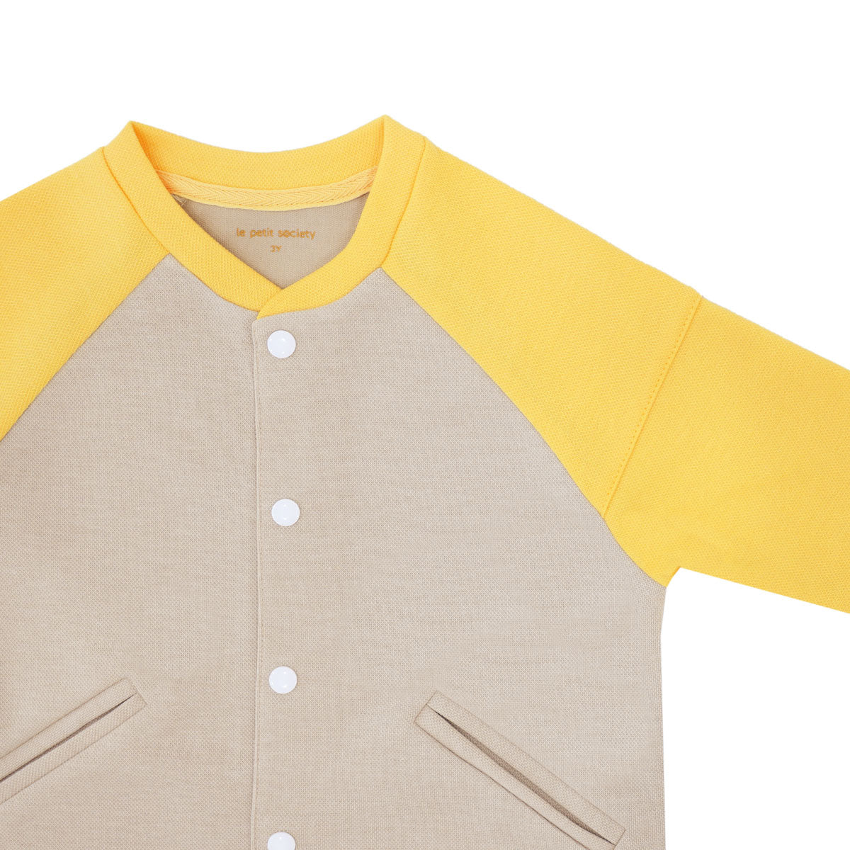 Made for Play - Biker Cardigan with Colourblock in Beige by Le Petit Society — image 5