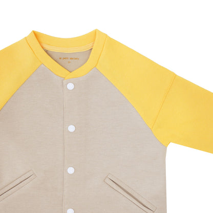 Made for Play - Biker Cardigan with Colourblock in Beige by Le Petit Society — image 5