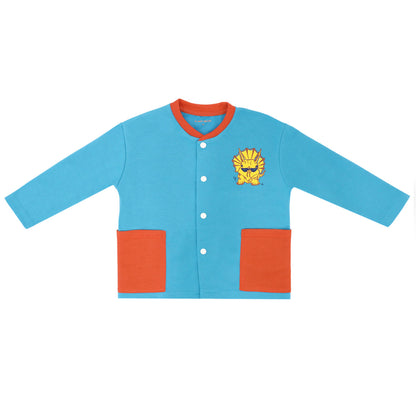 Made for Play - Biker Cardigan with Colourblock in Blue by Le Petit Society — image 2