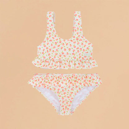 Bikini Top and Bottom Set in Peach Print by Le Petit Society — image 3