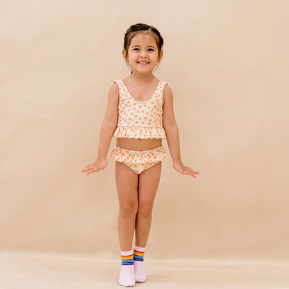 Bikini Top and Bottom Set in Peach Print by Le Petit Society — image 2