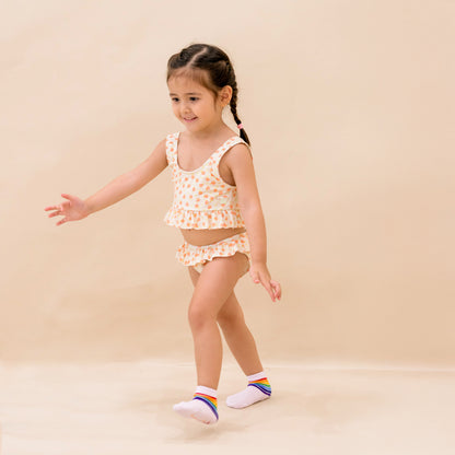 Bikini Top and Bottom Set in Peach Print by Le Petit Society — image 4