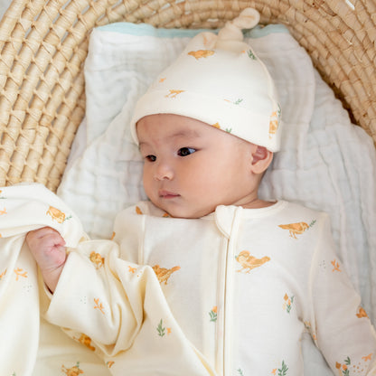 Baby Organic Knotted Hat in Bird Print by Le Petit Society