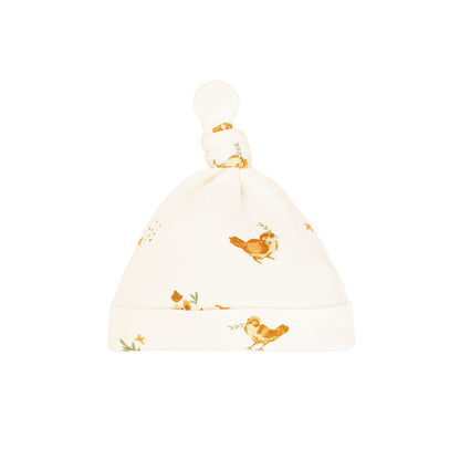 Baby Organic Knotted Hat in Bird Print by Le Petit Society — image 4