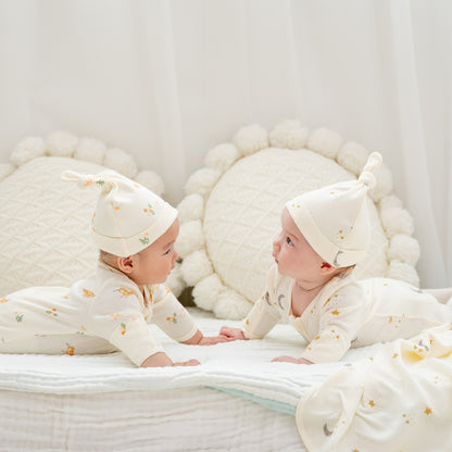 Baby Organic Knotted Hat in Bird Print by Le Petit Society — image 7