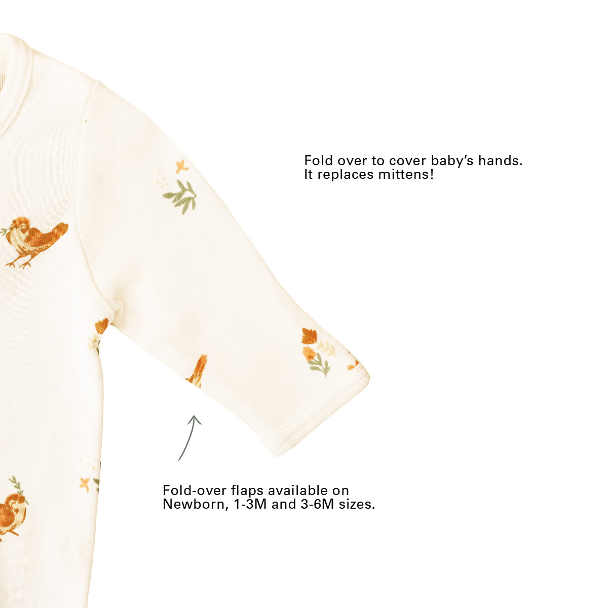 Baby Organic Zip Sleepsuit in Bird Print (Personalisable) by Le Petit Society — image 4