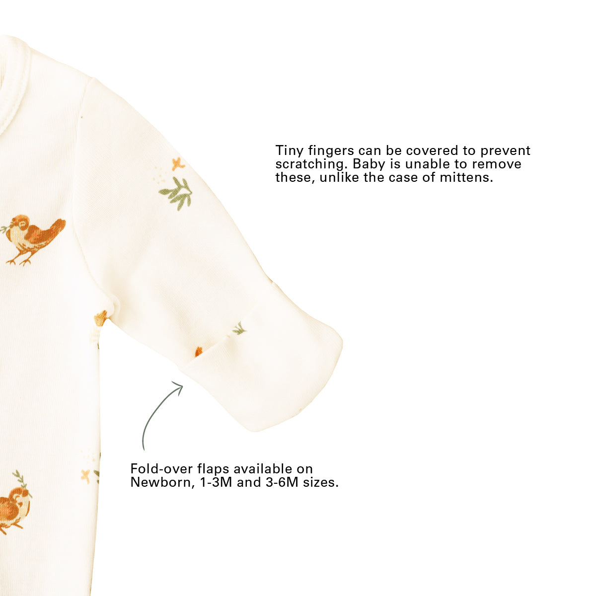 Baby Organic Zip Sleepsuit in Bird Print (Personalisable) by Le Petit Society — image 5