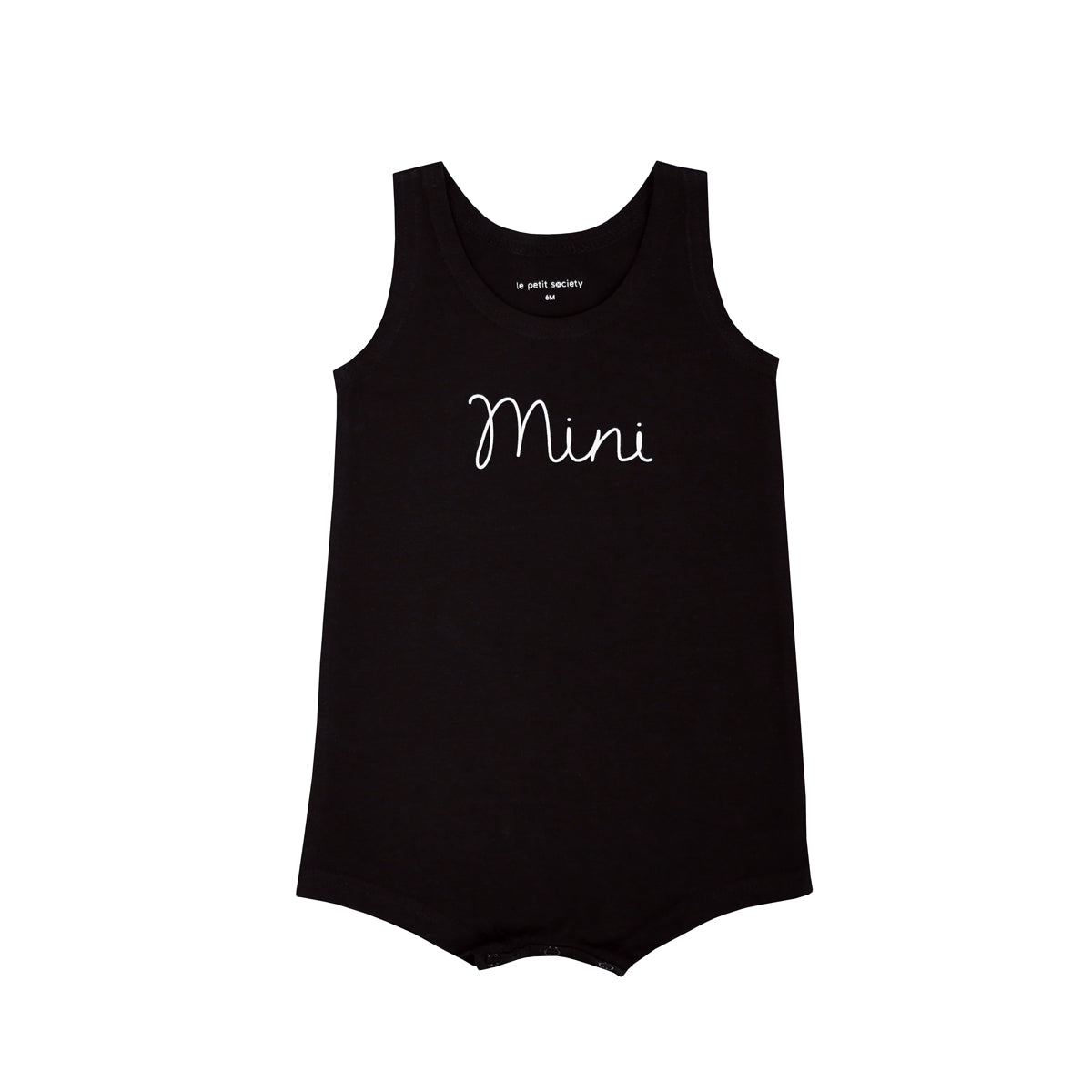 Family Tees - Mini Baby Sleeveless Romper in Black by Le Petit Society