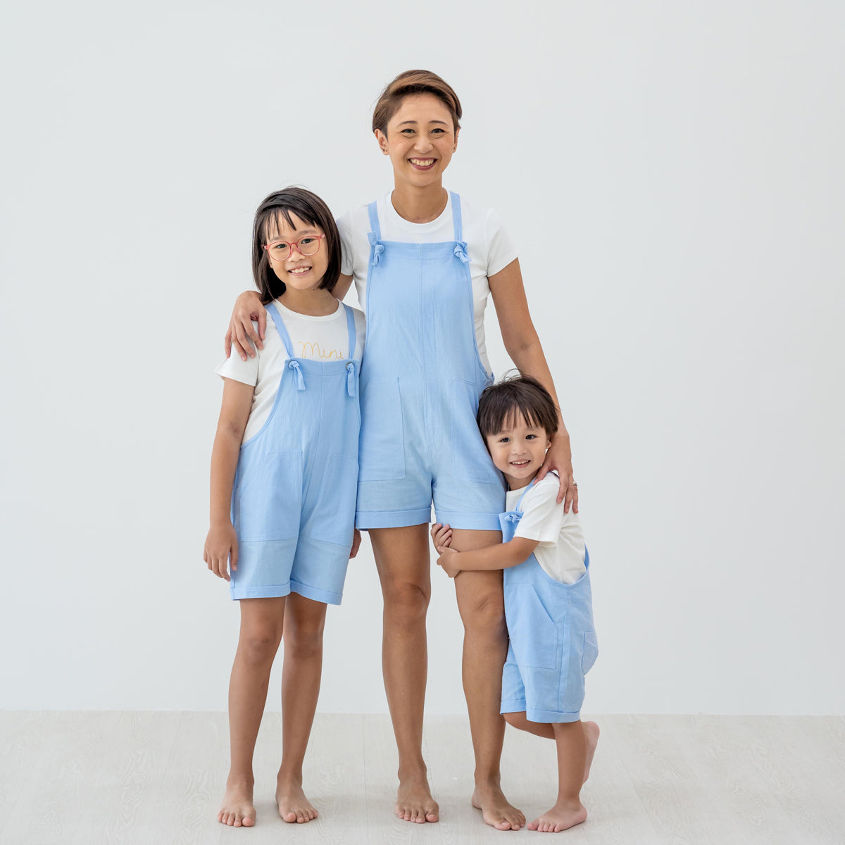 Mama & Mini in Pastel Blue Ladies Short Overalls by Le Petit Society — image 2